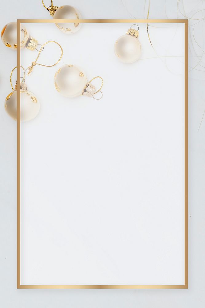 Rectangle gold frame with bauble mockup