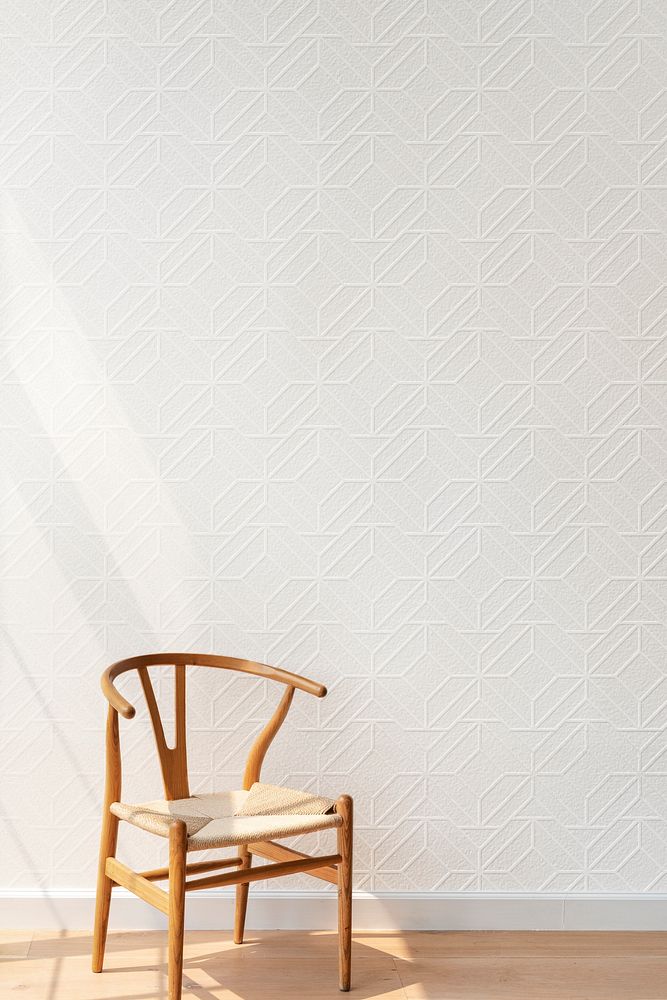 Classic wooden chair in a white room