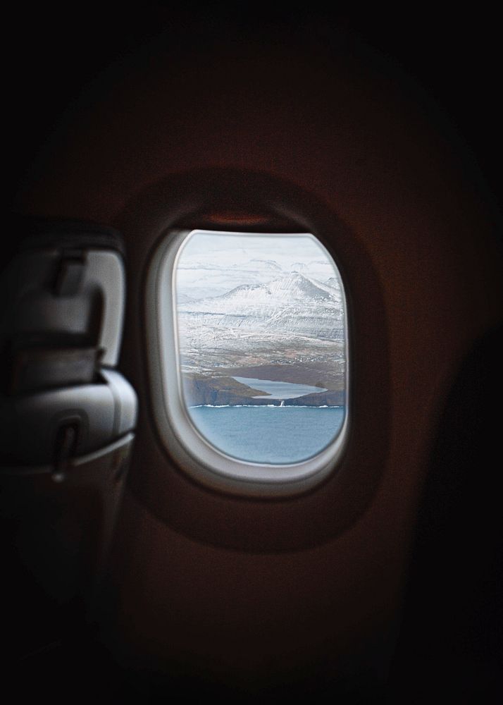 View from a flight over the Atlantic Ocean to the Faroe Islands