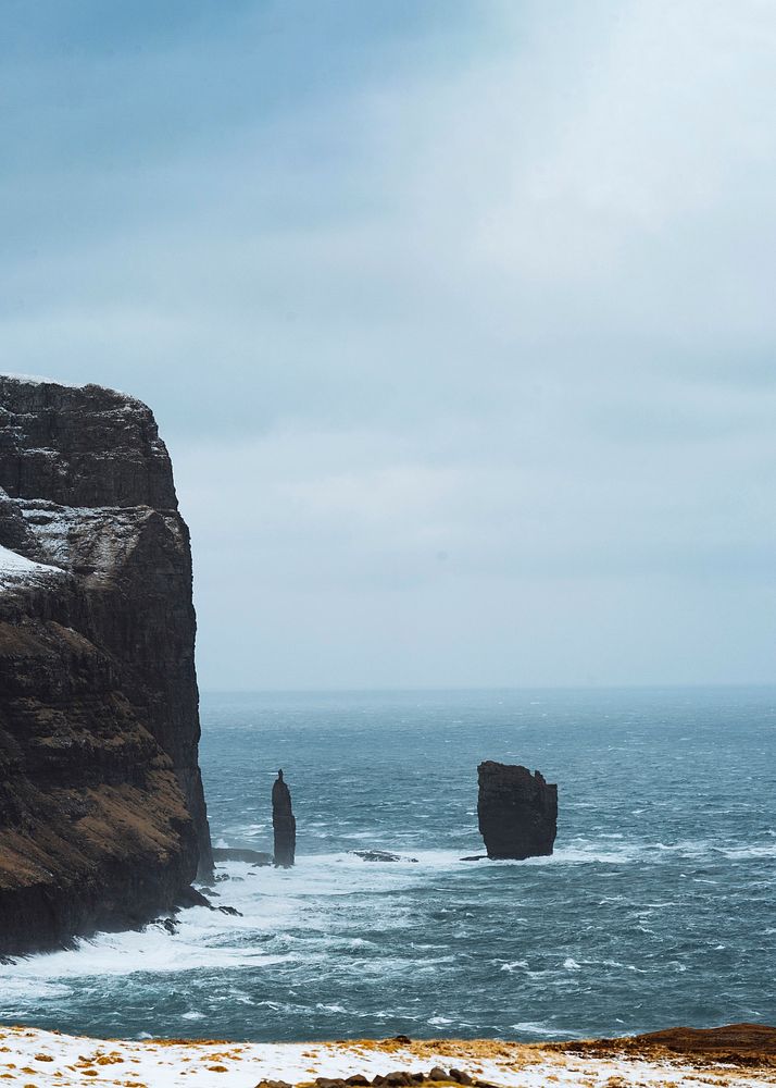 Risin og Kellingin, seas stacks off the coast of Faroe Islands