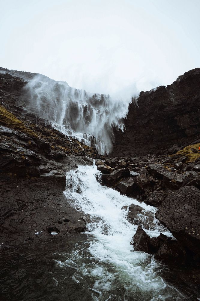 Foss&aacute; waterfall in the Faroe Islands