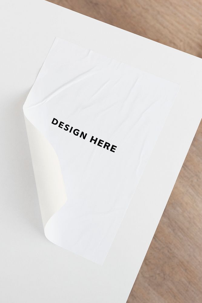 White crinkled paper mockup design element