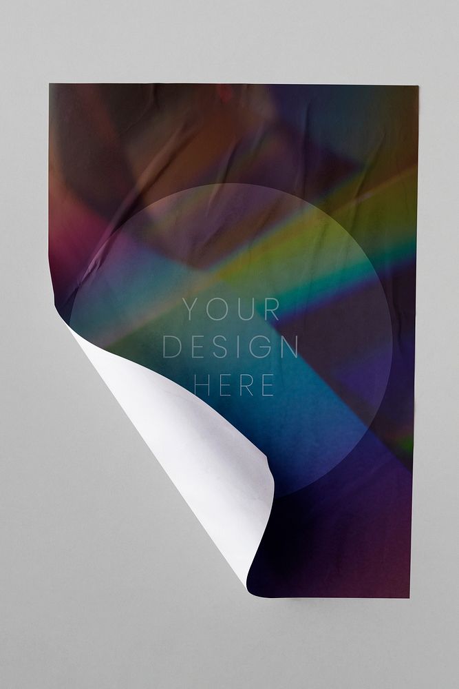 Colorful crinkled paper mockup on the wall