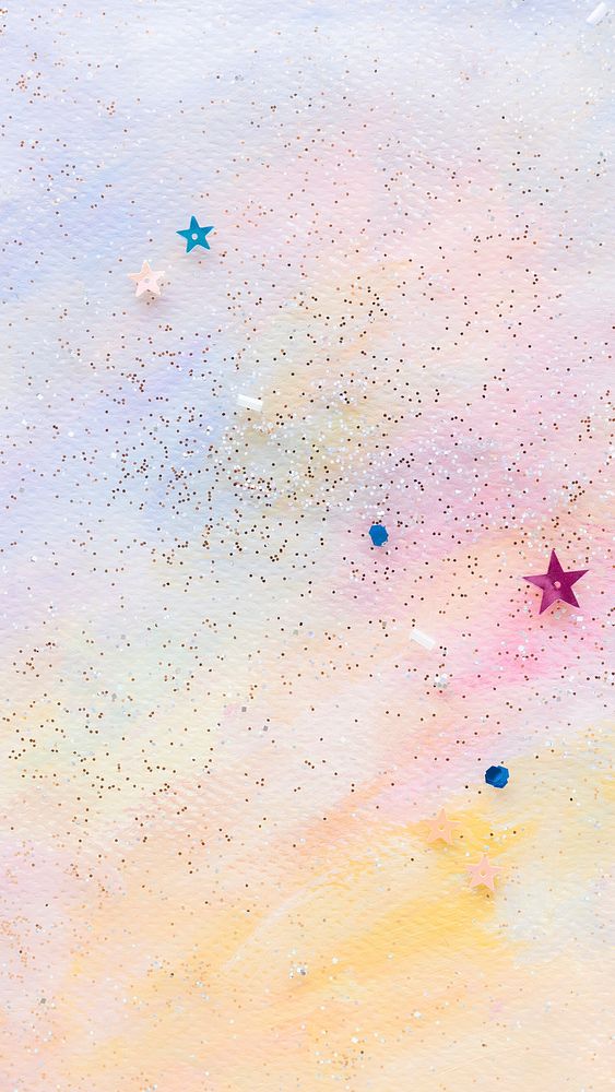 Aesthetic iPhone wallpaper background, glittery star confetti