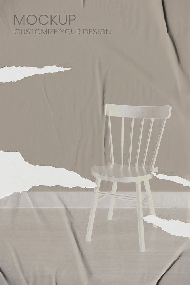 Brown torn chair poster mockup on the wall