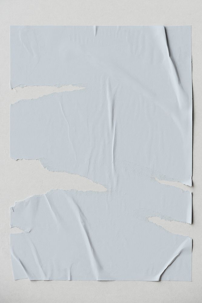 Blue torn paper mockup on the wall