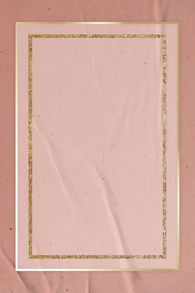 Gold frame and pink border on pastel pink background 