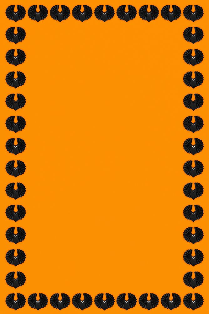 Black bats on an orange background Halloween frame design resource