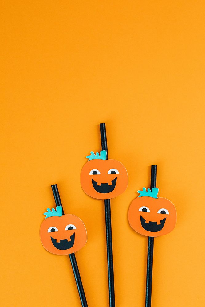 Halloween pumpkin straws set design resources 