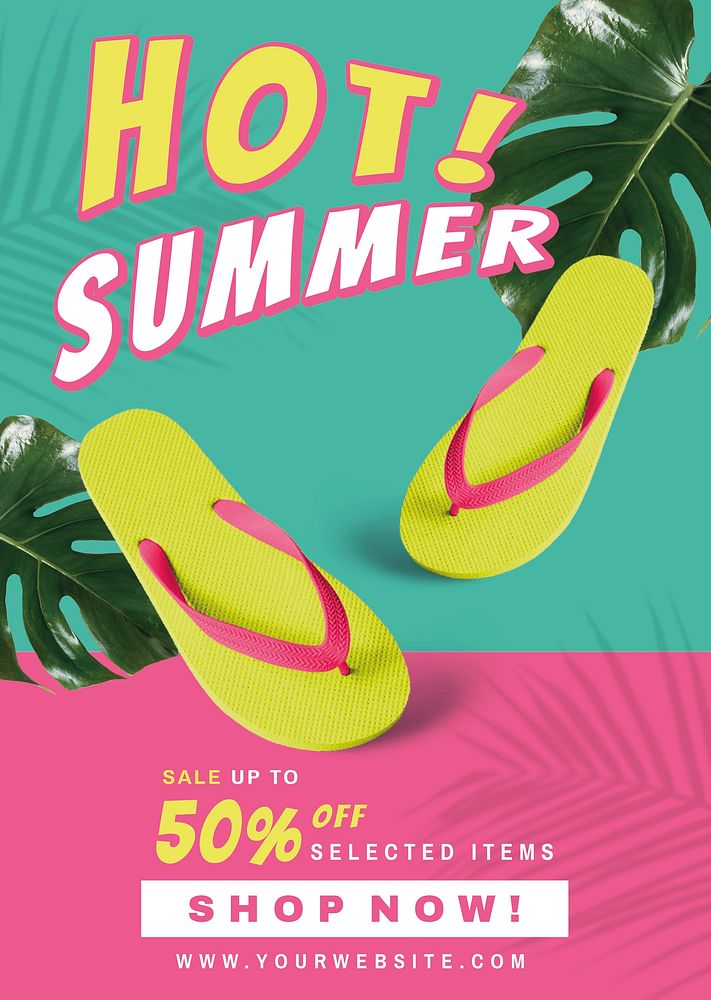 50% off template hot summer sale promotion advertisement