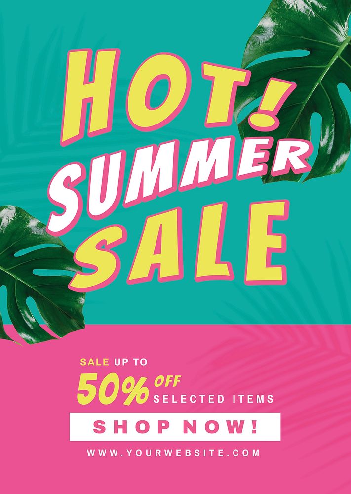 50% off hot summer sale template promotion advertisement
