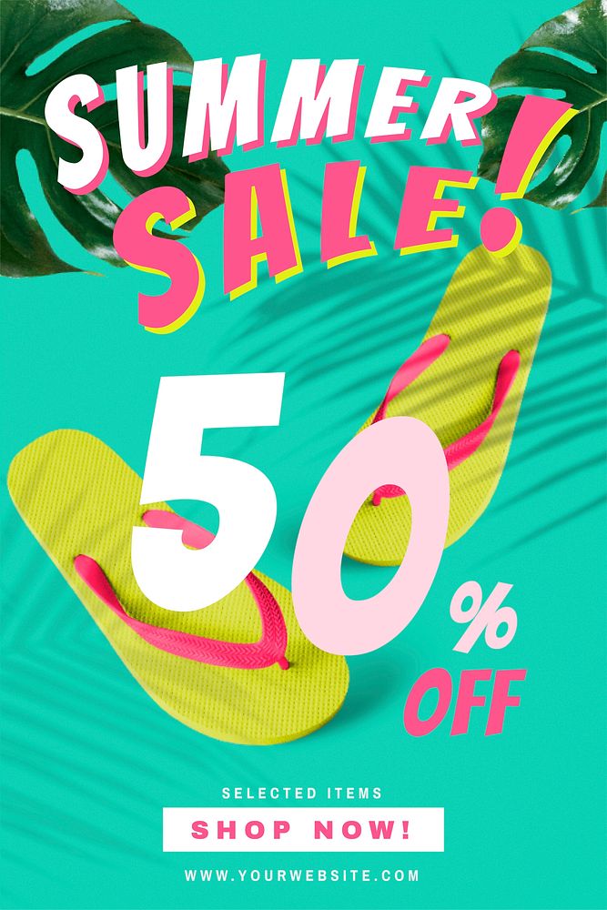 50% off summer sale promotion vector
