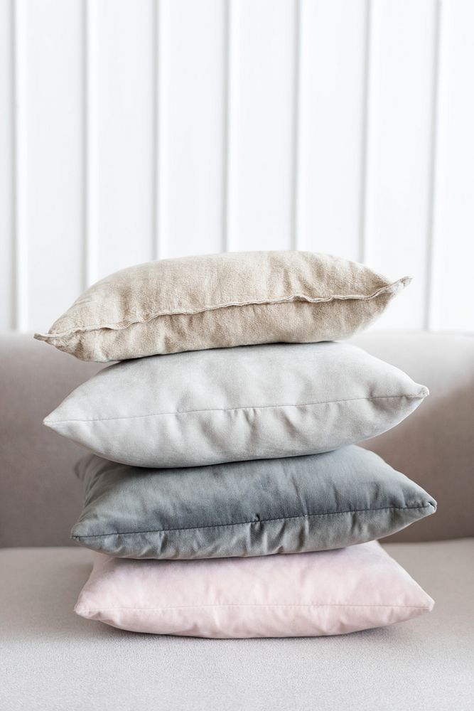 Minimal linen cushion covers on a sofa