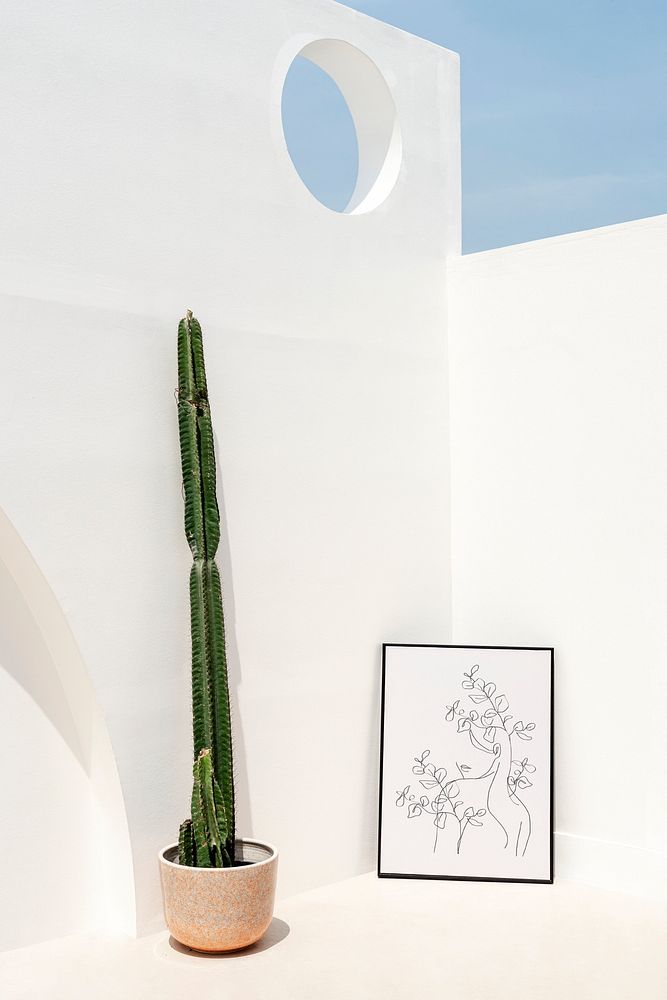 Picture frame mockup psd leaning against the wall outside