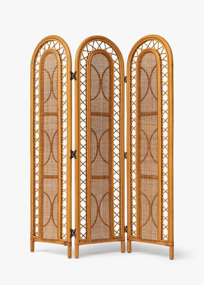 Rattan room divider psd mockup vintage and bohemian style