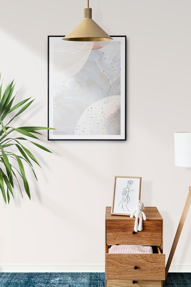 Picture frame mockup psd in a kids room