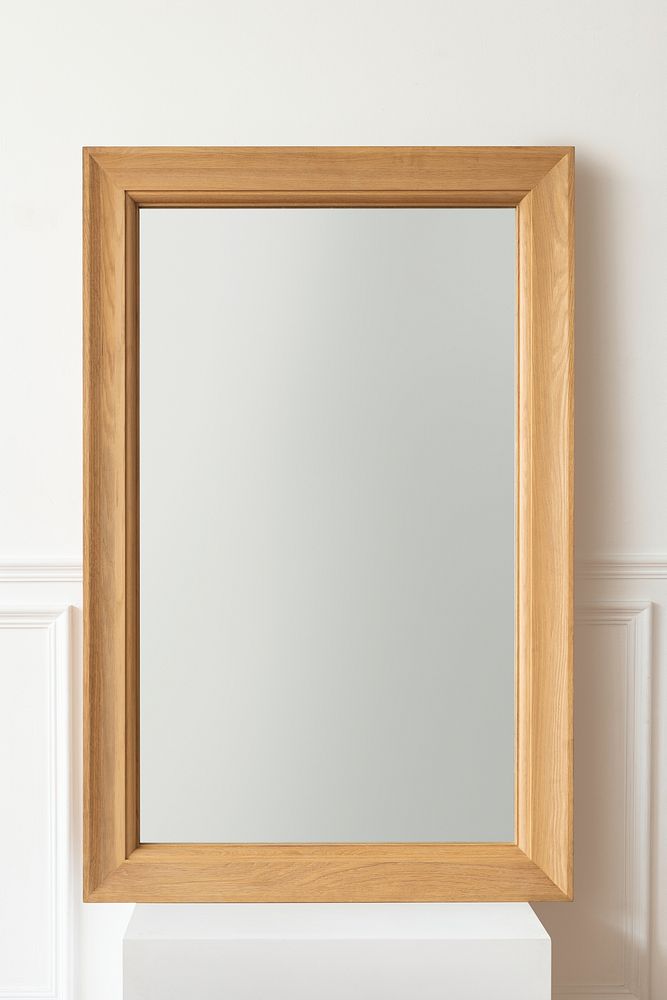Modern wood frame psd mockup with design space