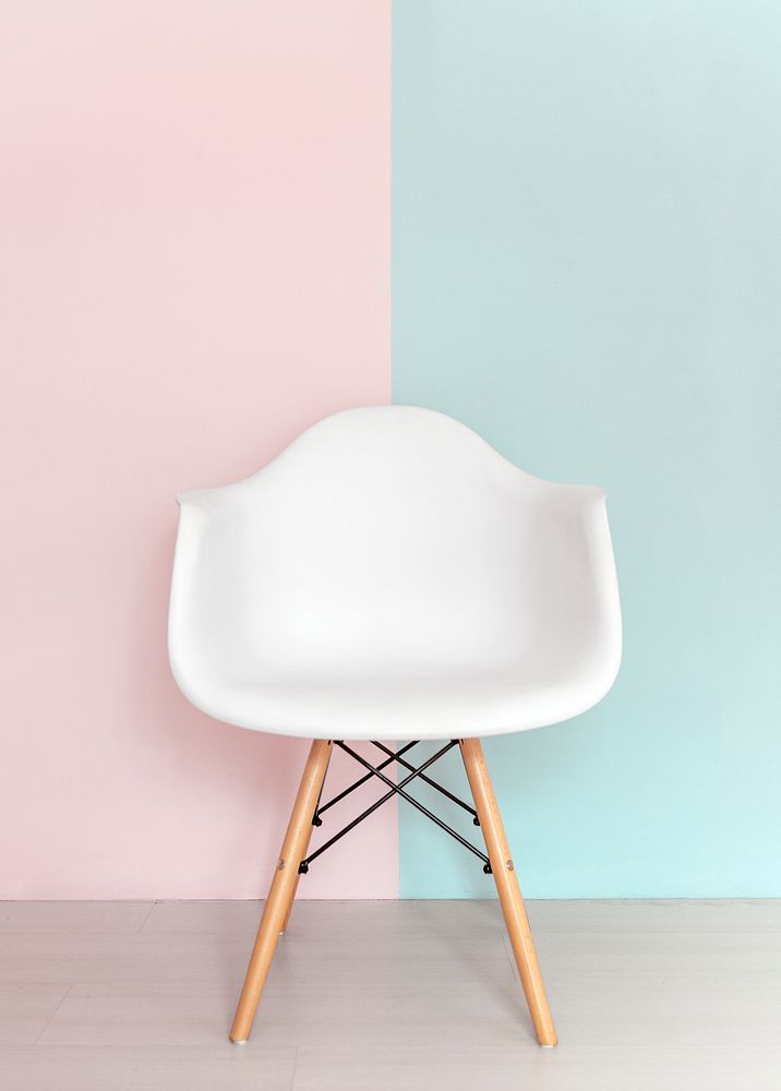 White chair on pastel background 