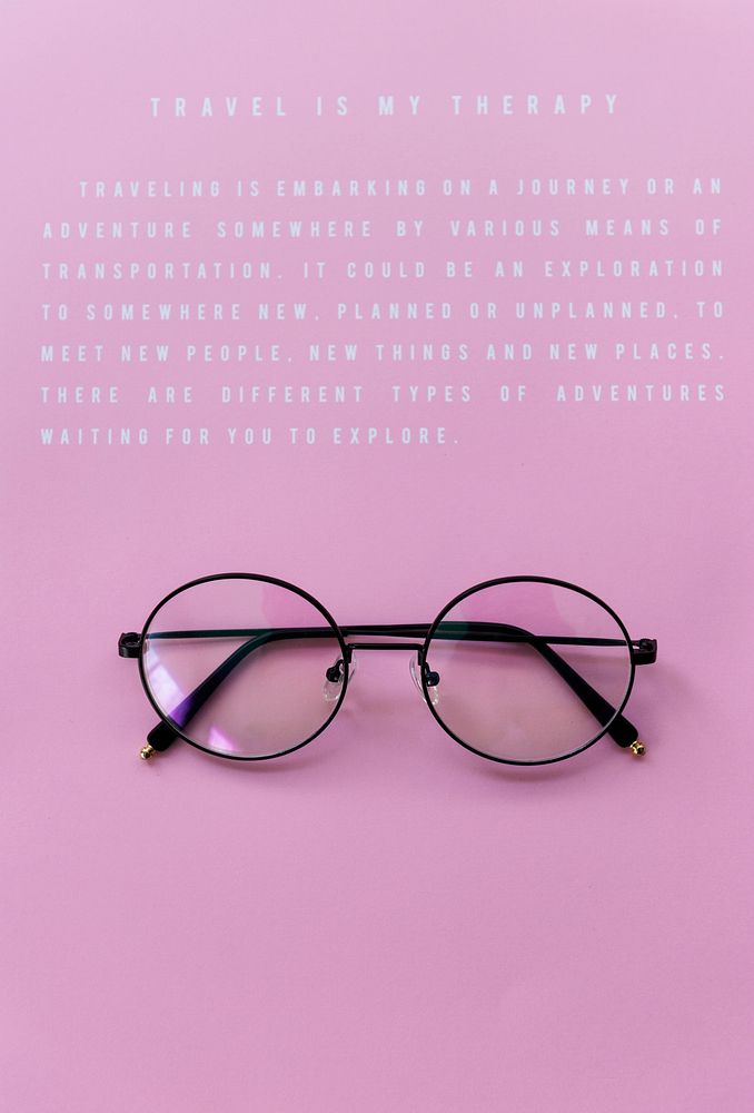 Hipster Eyeglasses Against a Pink Background 