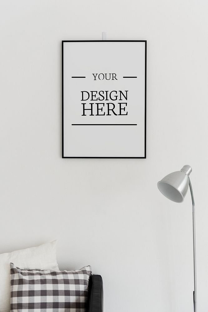 Picture frame mockup hanging on a wall