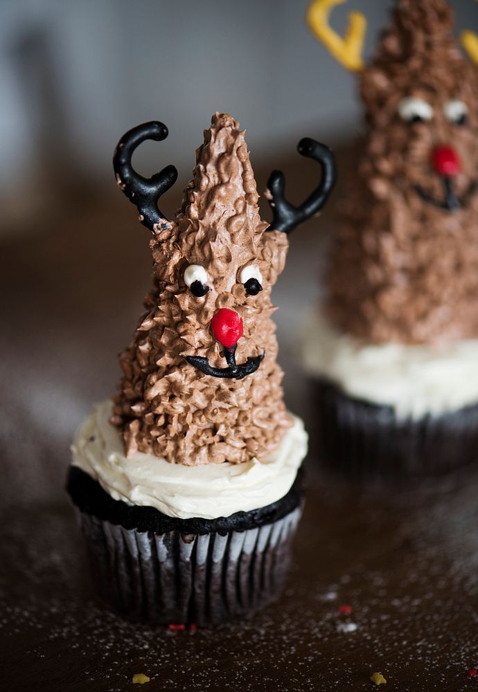 Two reindeer cupcakes