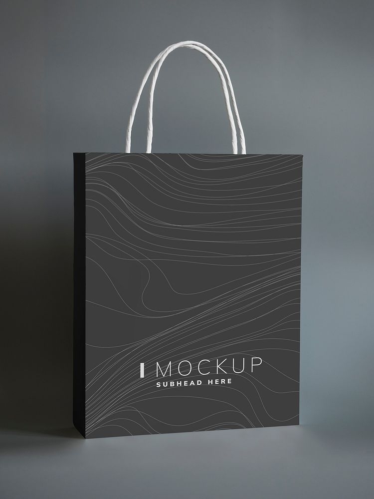 Black paper bag design mockup