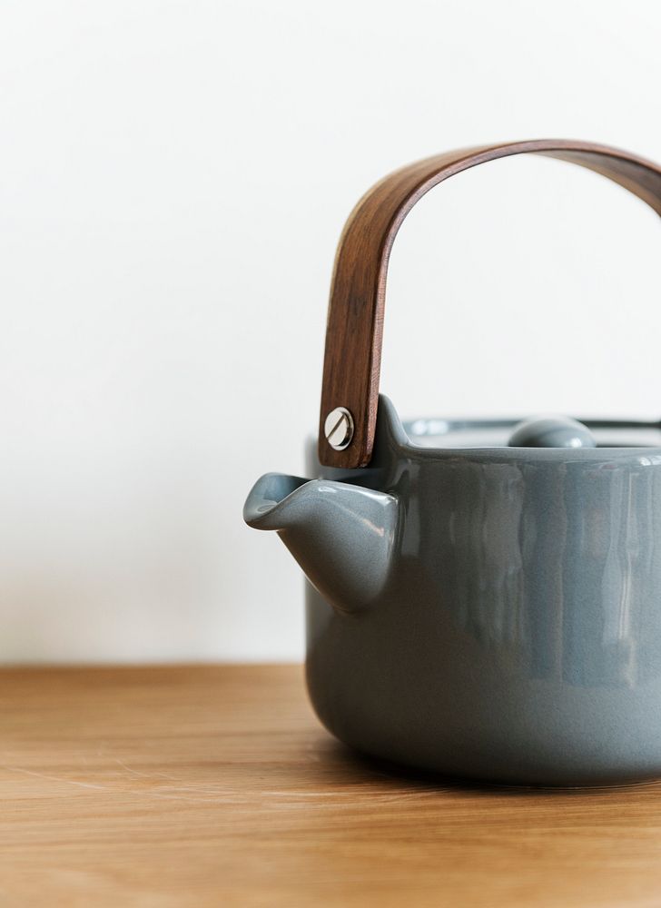 Minimal ceramic blue kettle