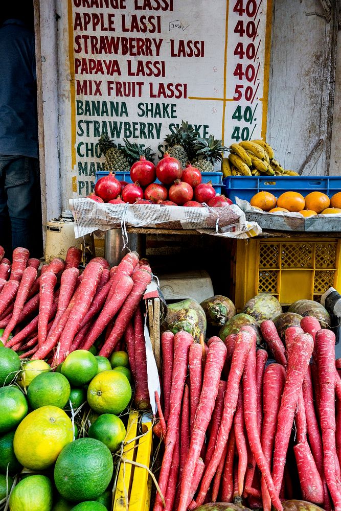 Fresh vegetables and fruits in Indian market