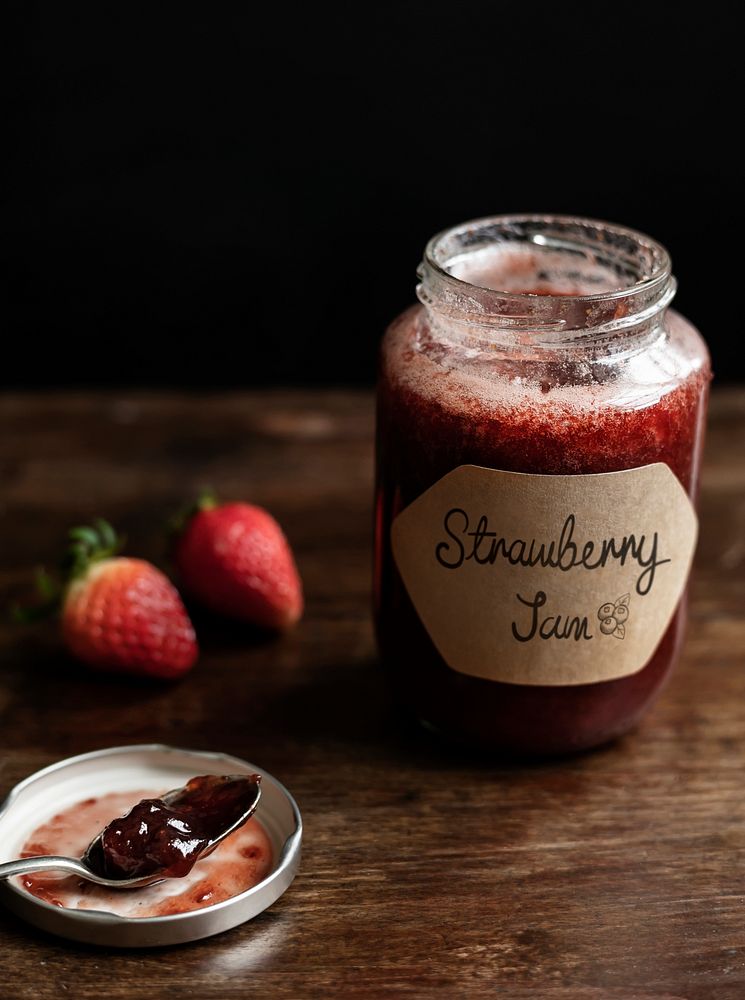 Homemade strawberry jam in a jar