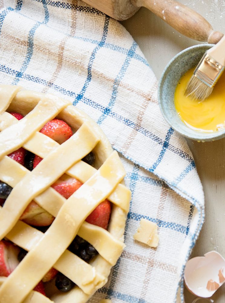 Strawberry pie food photography recipe idea
