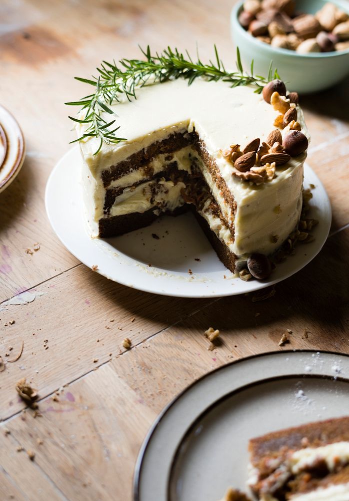 Homemade chocolate nut cake food photography recipe