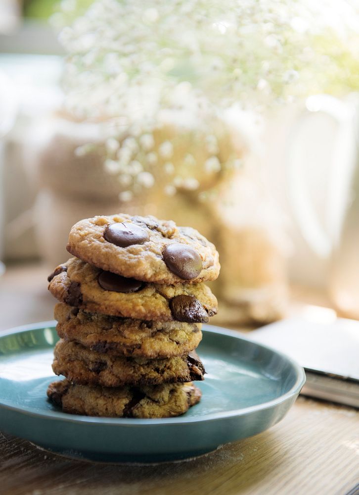 Chocolate chip cookies food photography recipe idea