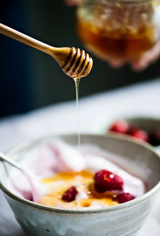 Yoghurt with honey food photography recipe idea