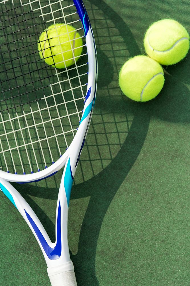 Tennis balls on a tennis court