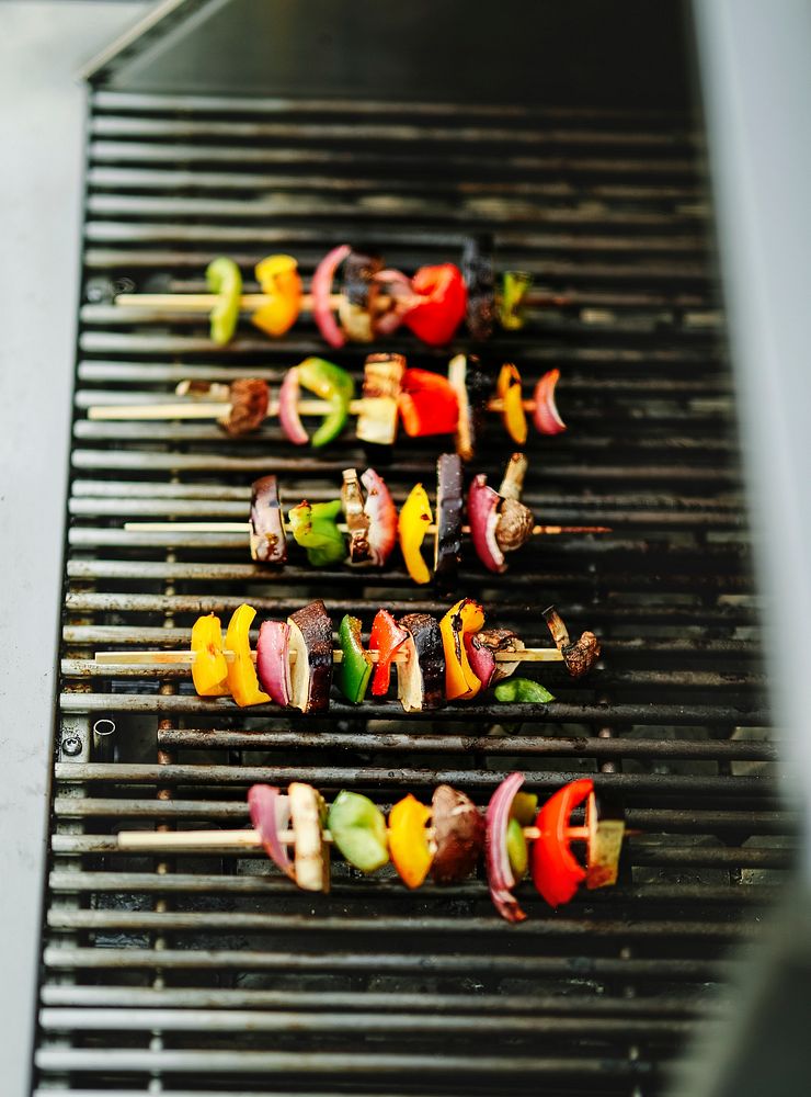 Vegan barbecue grilling on a charcoal grill