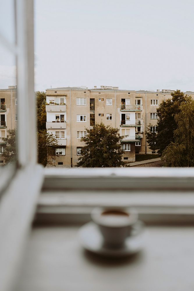 A cup of coffee by the window