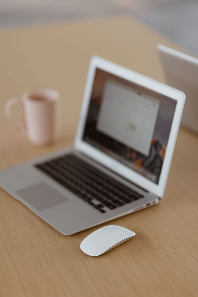 Laptop on a wooden desk