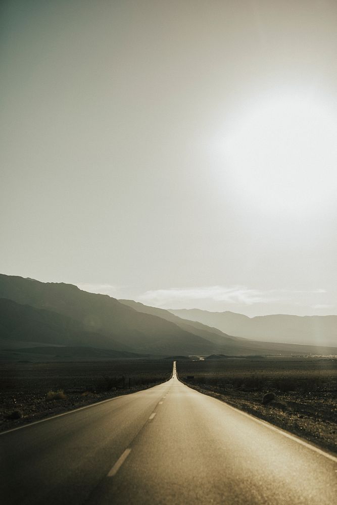 View of road passing the Death Valley in California, USA