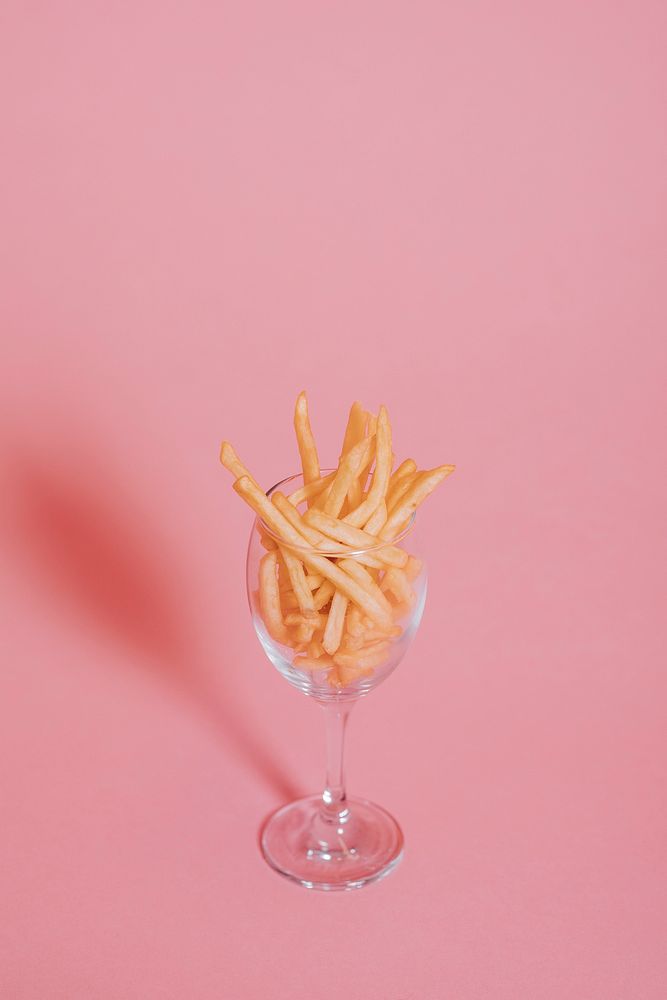French fries in a wine glass