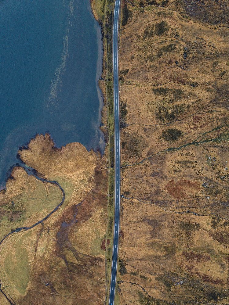 Drone view of a shore in Scotland