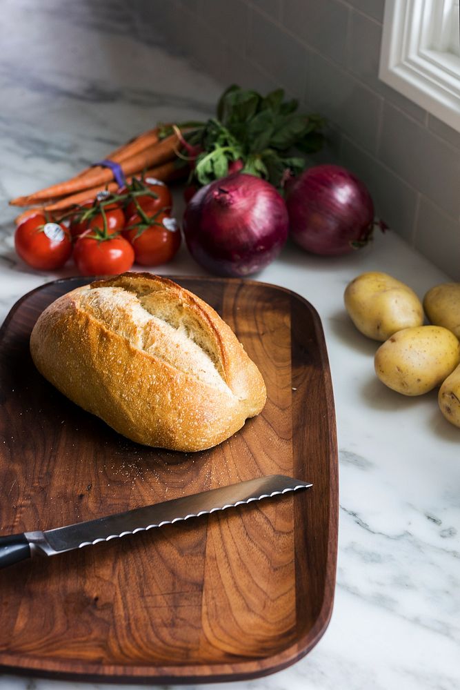 Sourdough bread on a wooden cutting board