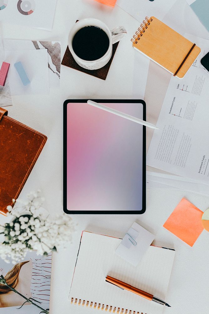 Digital tablet on a working desk