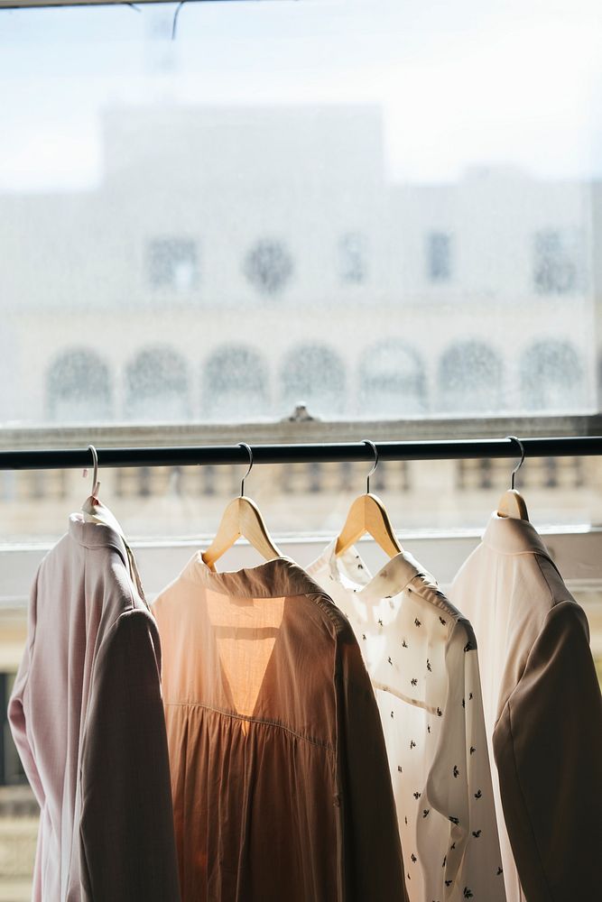 Clothes on a hanger in a boutique