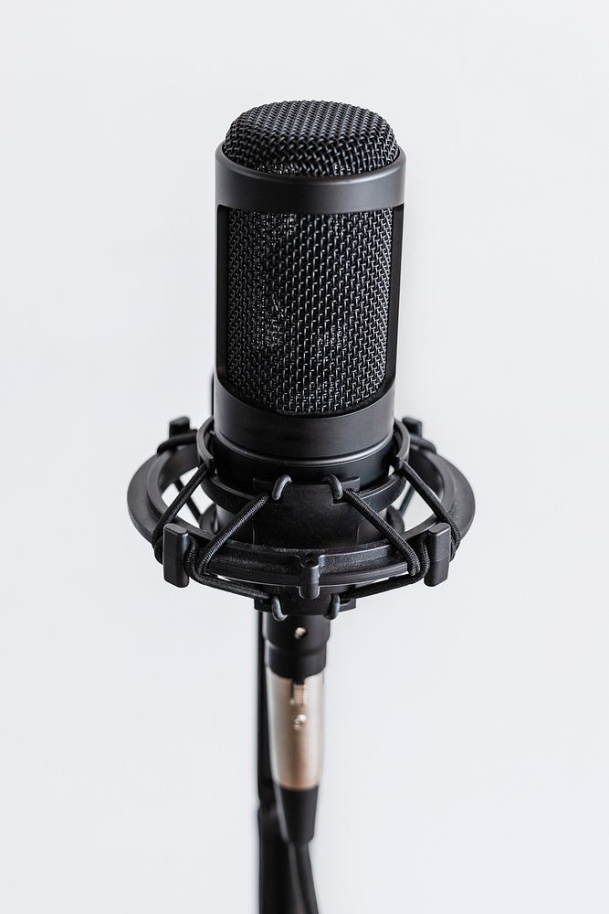 Professional condenser microphone in a studio
