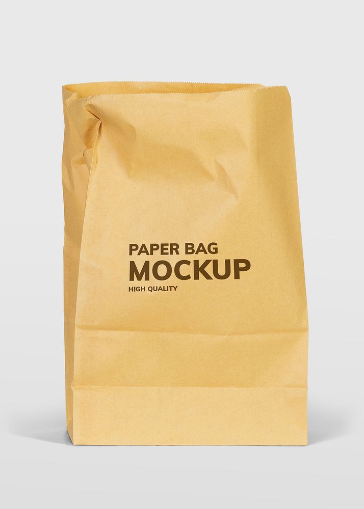 Brown paper bag mockup on a white background 