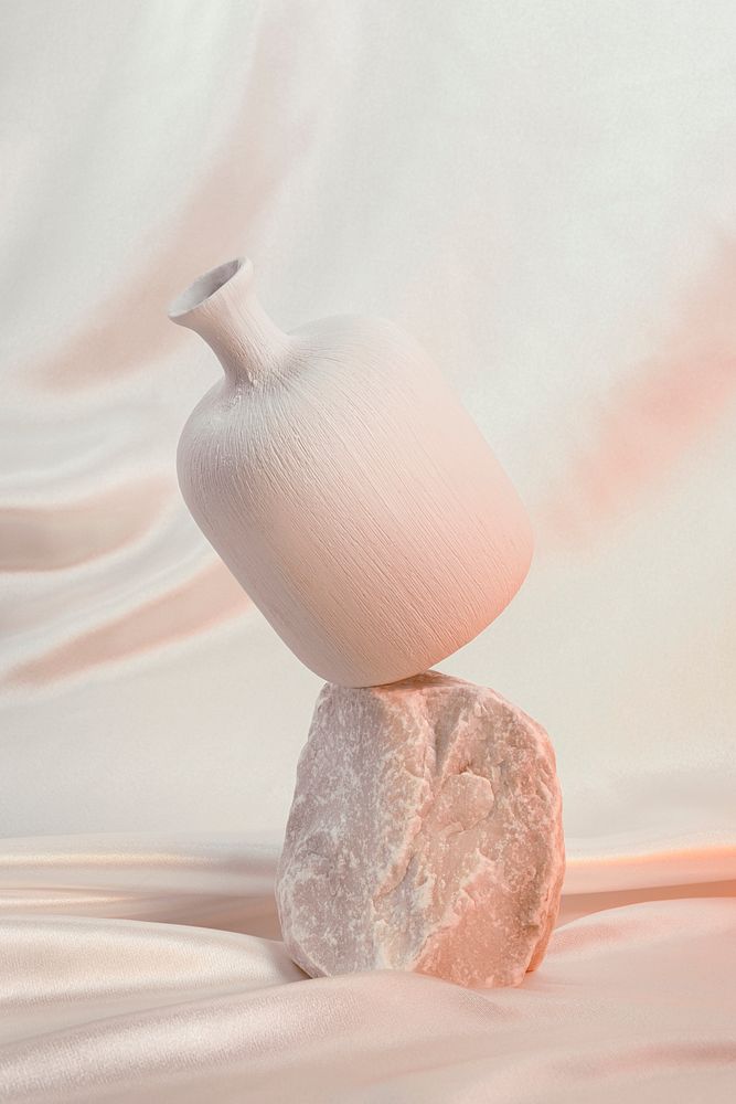 Modern ceramic vase on the top of a stone