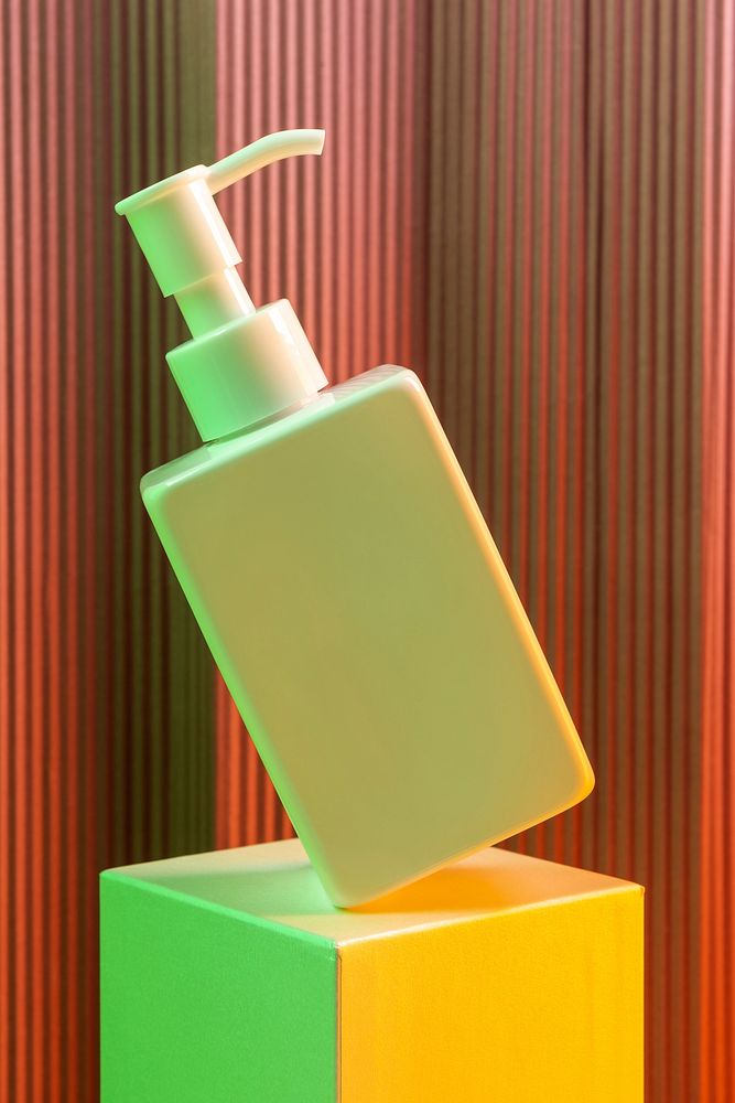 Blank white pump bottle with  neon light mockup