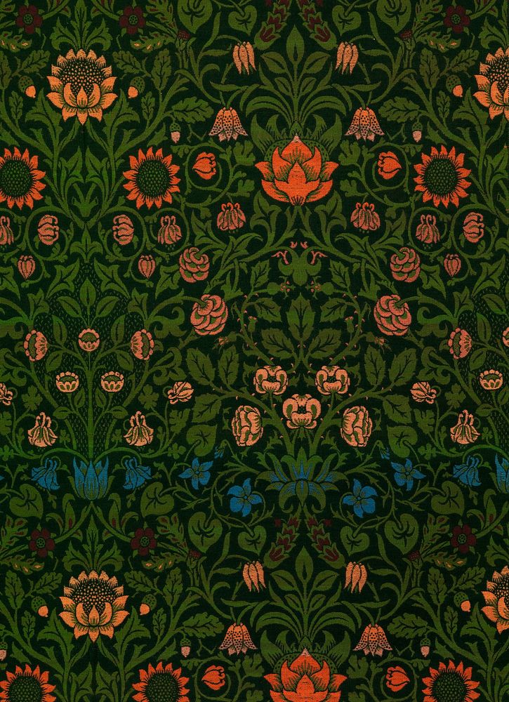 William Morris's (1834-1896) Violet and Columbine famous pattern. Original from The MET Museum. Digitally enhanced by…