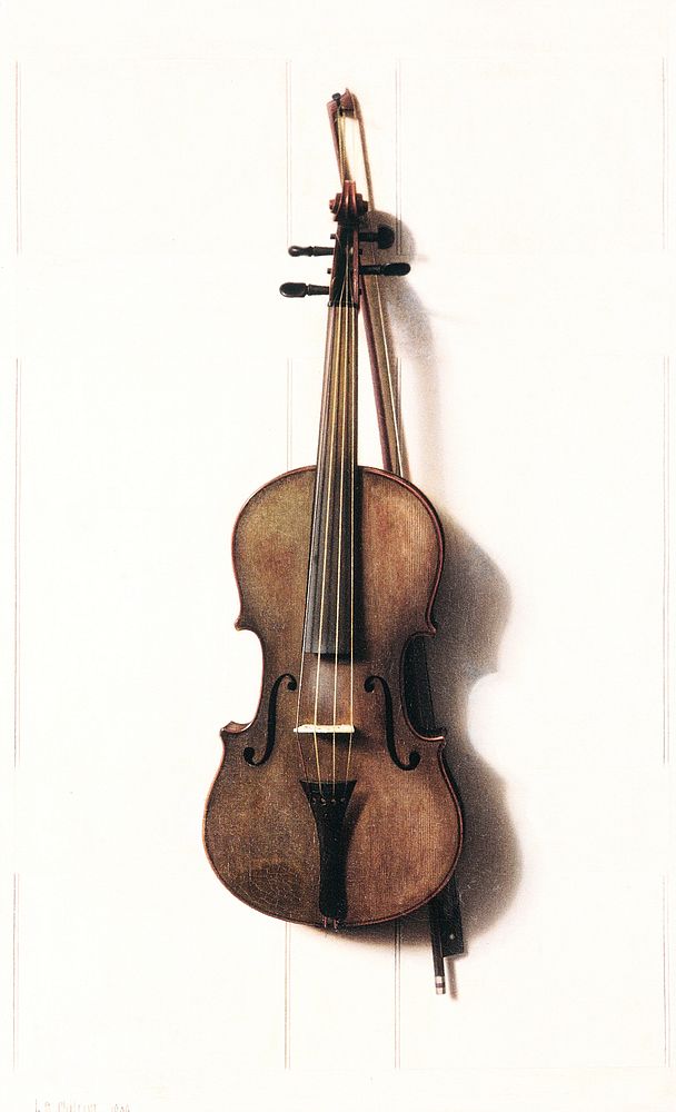 Violin and Bow (1889) by Jefferson D. Chalfant. Original from The MET Museum. Digitally enhanced by rawpixel.