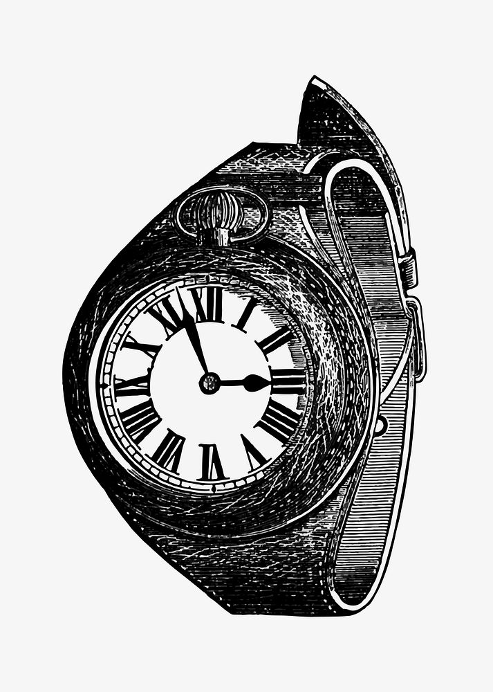 Vintage wristwatch engraving vector